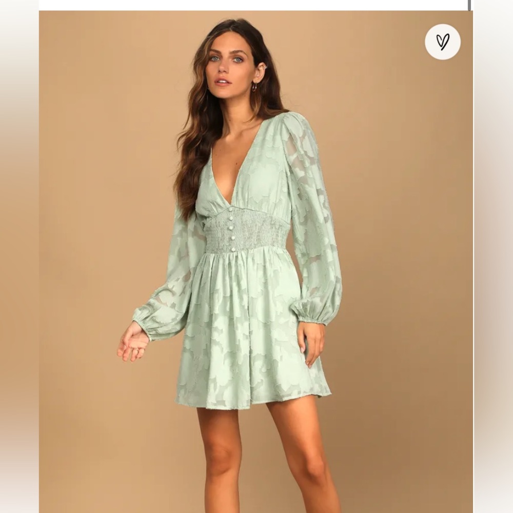 Sage long sleeve dress